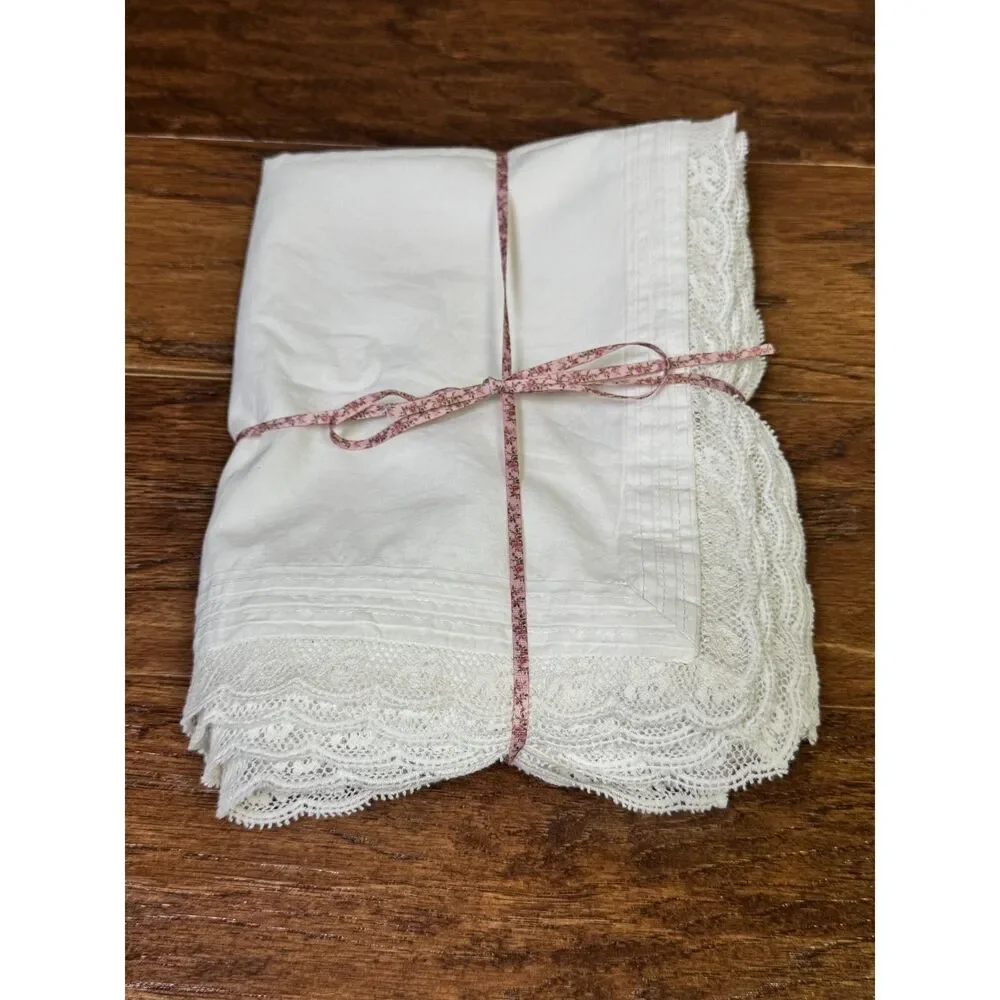 NEW - LOVE SHACK FANCY Victorian Place Mats, Set of 4, White, Cotton/Lace